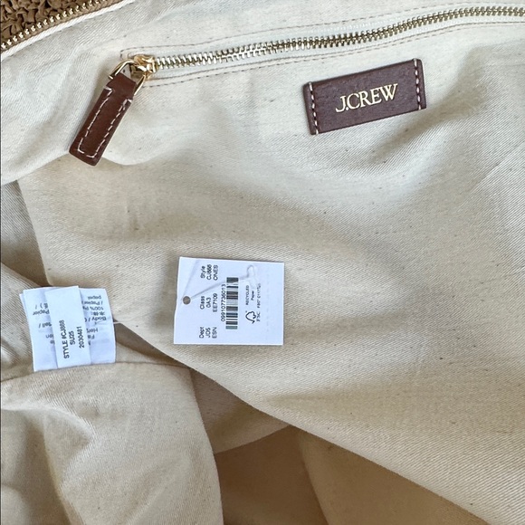 NWT | J Crew Palma Overnight Tote in Hand-Knotted Straw & Leather - Picture 14 of 15